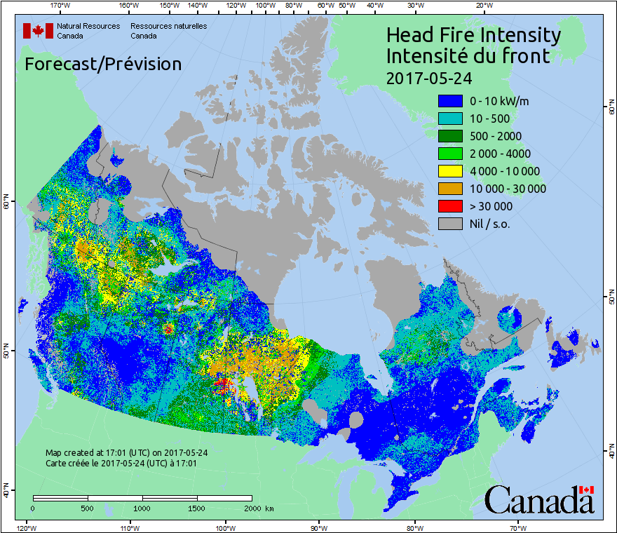 Intensité du front de l'incendie