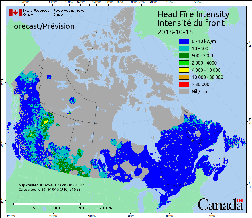Intensité du front de l'incendie