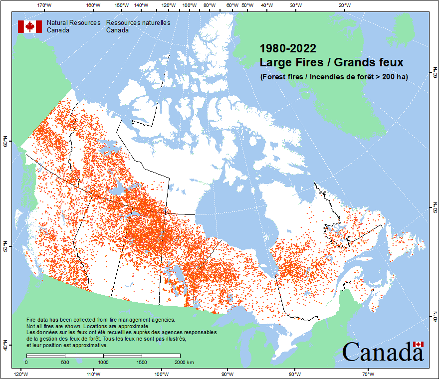 Base nationale de données sur les feux de forêt du Canada - Position des feux de forêt selon les agences