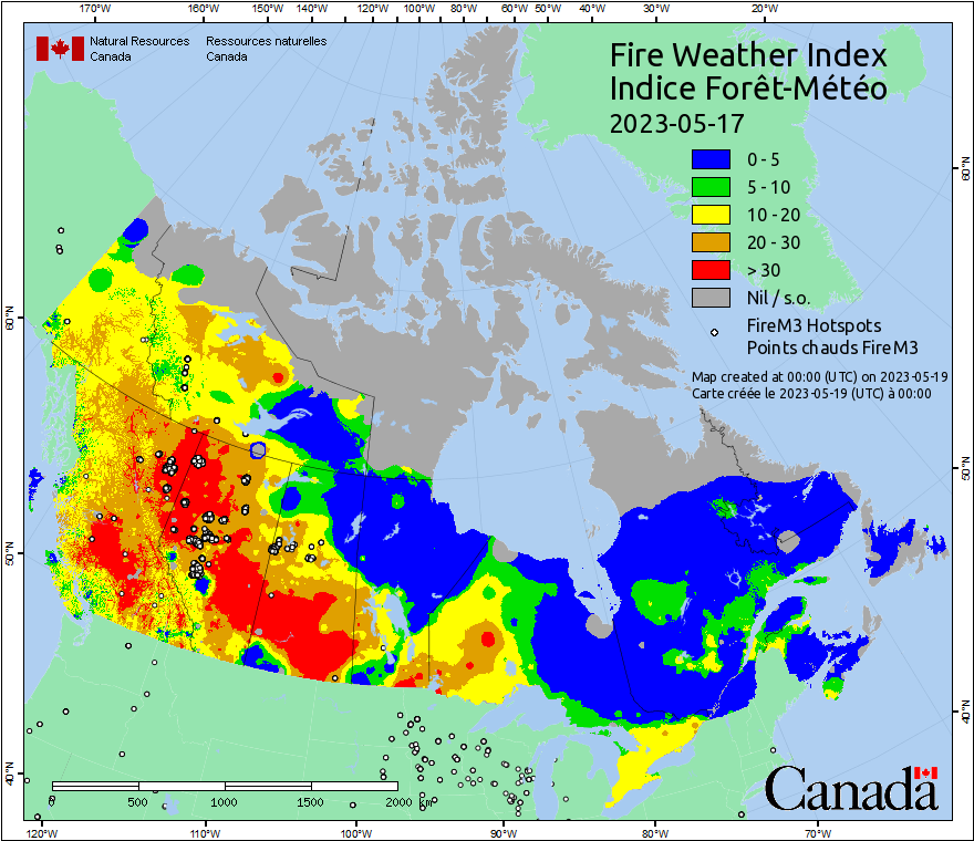 Canadian Wildland Fire Information System | Fire M3 Hotspots