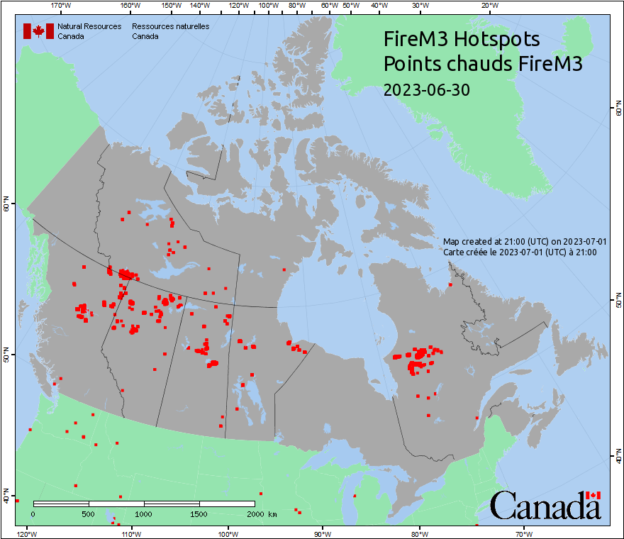 Canadian Wildland Fire Information System | Fire M3 Hotspots