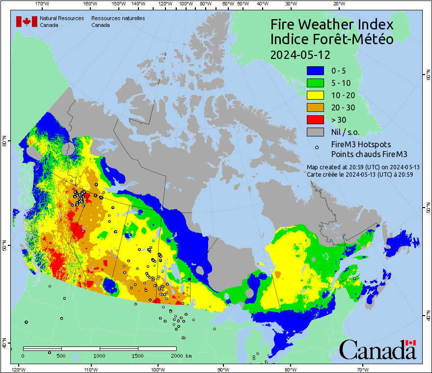 Canadian Wildland Fire Information System | Fire M3 Hotspots