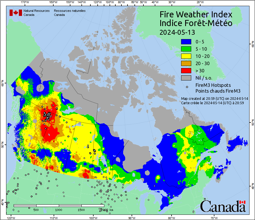 Canadian Wildland Fire Information System | Fire M3 Hotspots