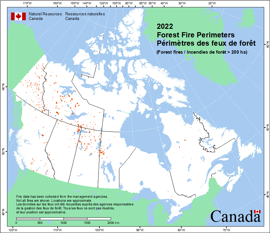 Périmètres des feux de forêt selon les agences