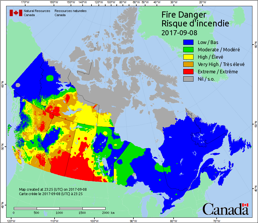 Fire Danger in Canada, 2017-04-01 to 2017-09-08 [GIF][880x760] : r/MapPorn