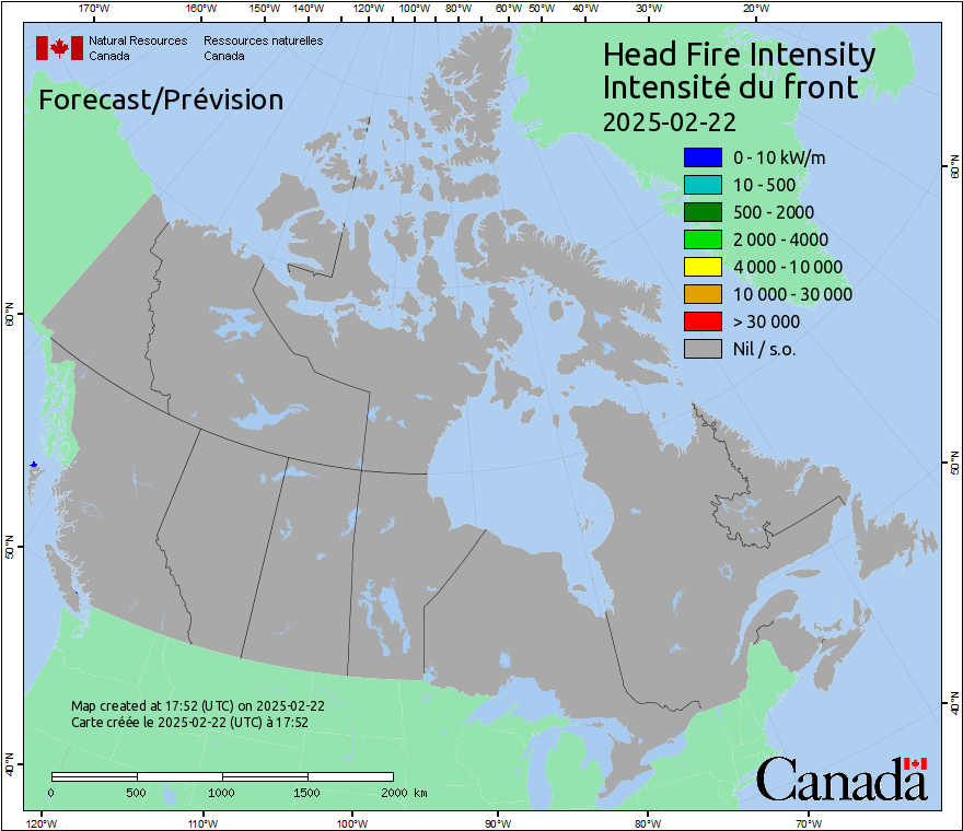 Intensité du front de l'incendie