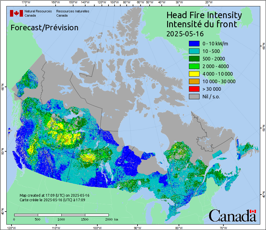 Intensité du front de l'incendie