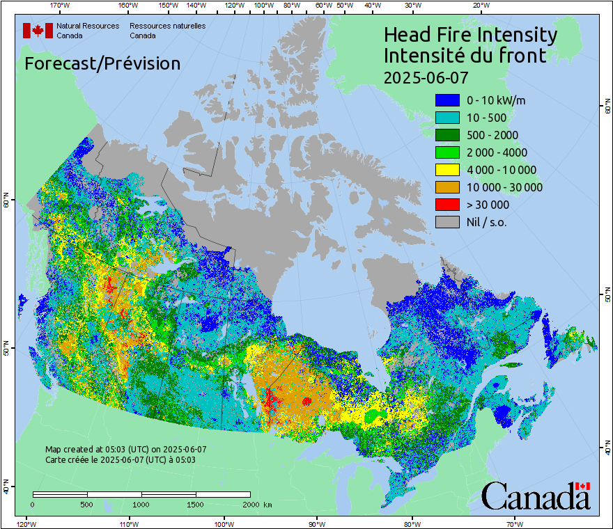 Intensité du front de l'incendie