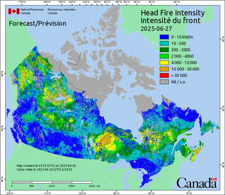 Intensité du front de l'incendie