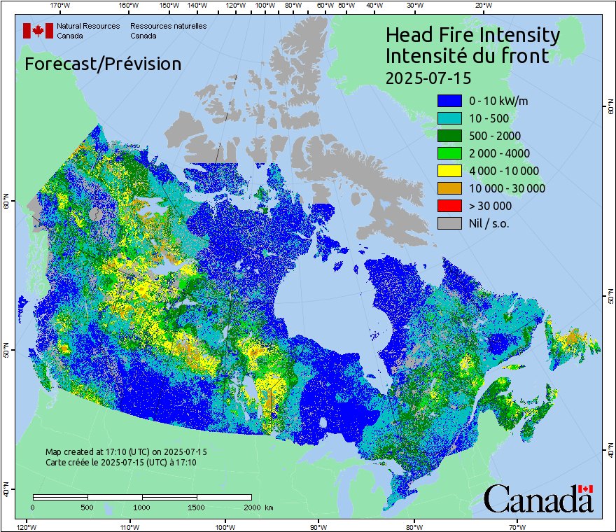 Intensité du front de l'incendie