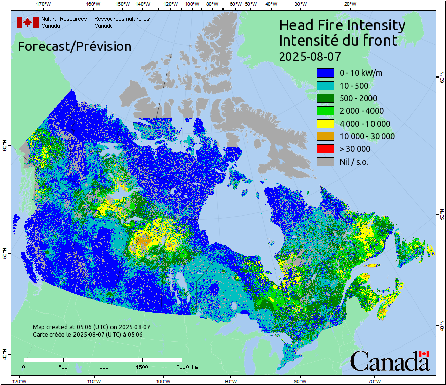 Intensité du front de l'incendie
