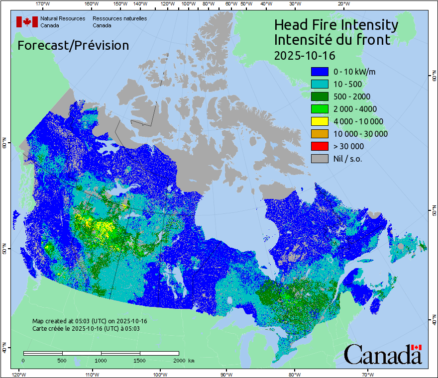 Intensité du front de l'incendie
