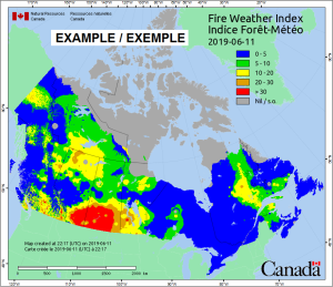 Méthode canadienne de l'indice Forêt-Météo (IFM) - Cartes quotidiennes
